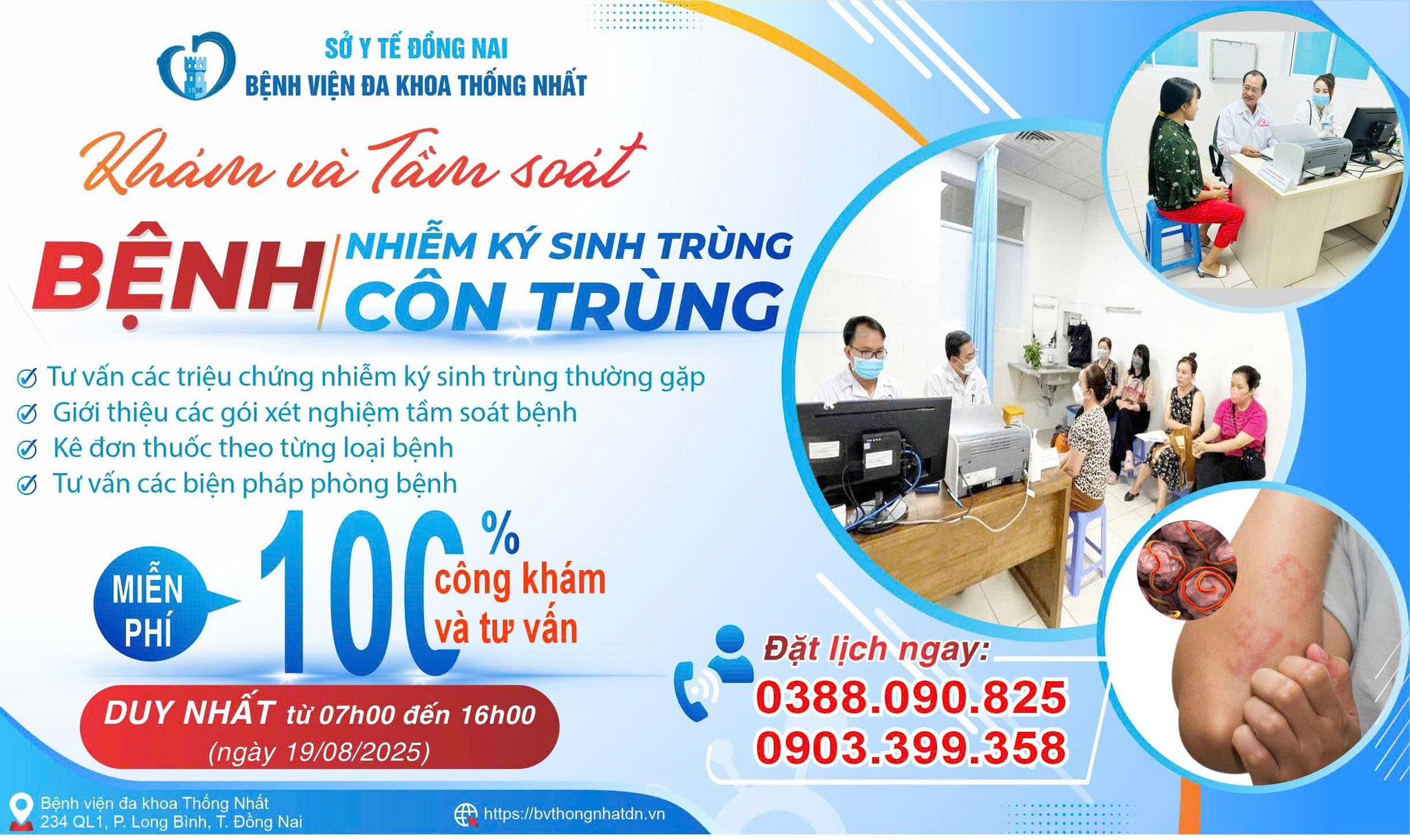 KHÁM VÀ TẦM SOÁT MIỄN PHÍ BỆNH NHIỄM KÝ SINH TRÙNG, CÔN TRÙNG