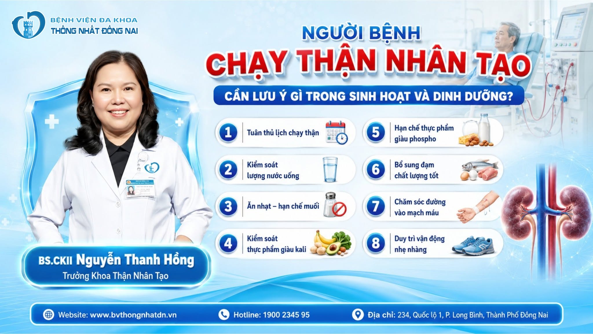 NGƯỜI BỆNH CHẠY THẬN NHÂN TẠO CẦN LƯU Ý GÌ TRONG SINH HOẠT VÀ DINH DƯỠNG?
