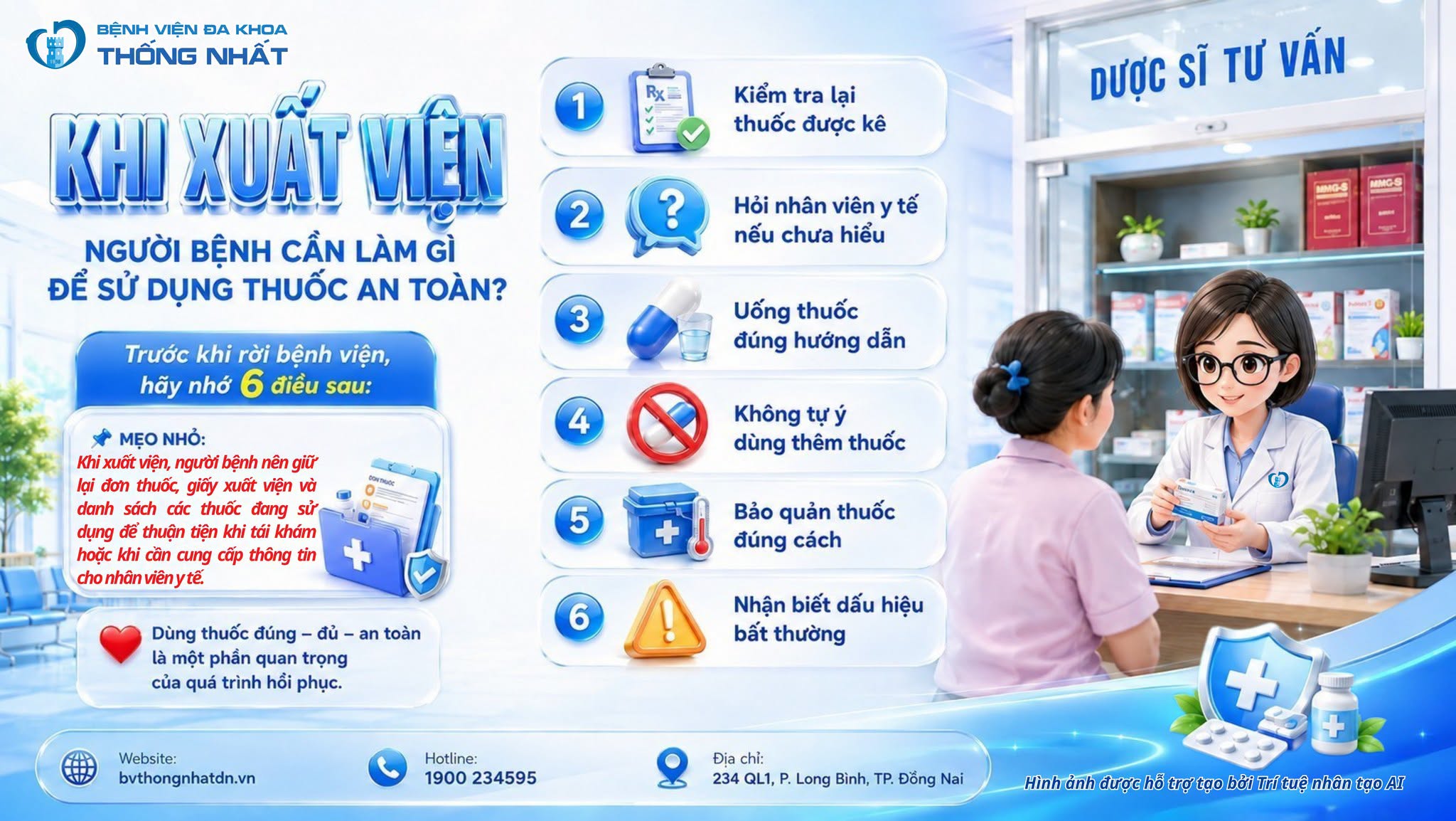 KHI XUẤT VIỆN, NGƯỜI BỆNH CẦN LÀM GÌ ĐỂ SỬ DỤNG THUỐC AN TOÀN?
